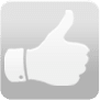 A white thumb up sign on a green background