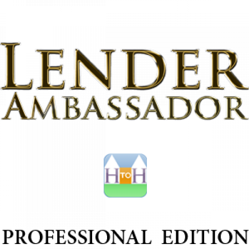 A lender ambassador logo with a black background
