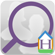 A purple magnifying glass over a white house.